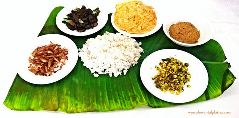 Red Rice with Curd Curry & Olarthu Erachi Thoran/Trissur Beefum Kaayum - Non Vegetarian