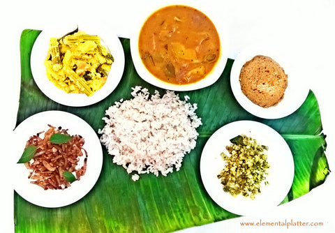 Red Rice with Sambar & Aviyal - Vegetarian