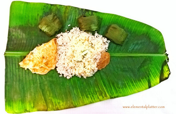 Red Rice with Curd Curry & Olarthu Erachi Thoran/Trissur Beefum Kaayum - Non Vegetarian